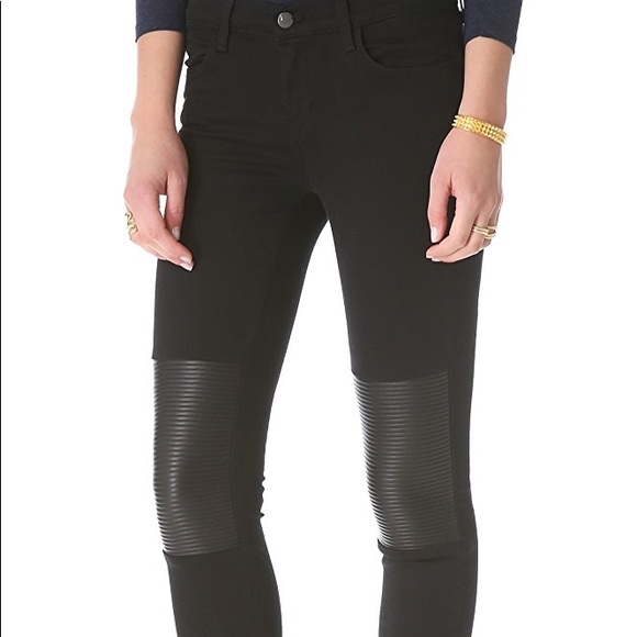 J Brand Mid-Rise Black Leather Skinny Moto Jeans - Picture 2 of 8